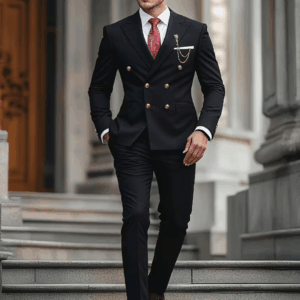 Men’s Notch Lapel Jacket Set with Pants and Vest