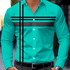 Men's Casual Dress Shirt with Modern Striped Design