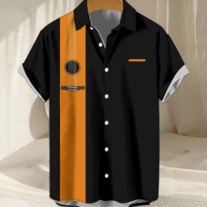 Men's Casual Geometric Print Button- Shirt